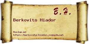 Berkovits Hiador névjegykártya
